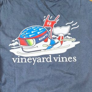 Vineyard Vines Navy Tee with Patriotic Whale Design